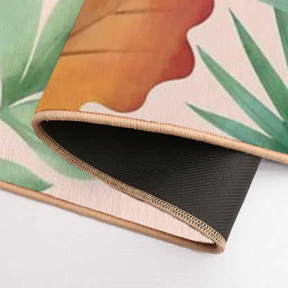 Wild Tropical Hawaiian Leaves And Flowers Pattern  Repositionable Bath Mat