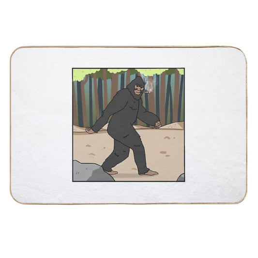 Big Foot Hand-Drawn 420 Art  Easy Maintenance Bath Mat