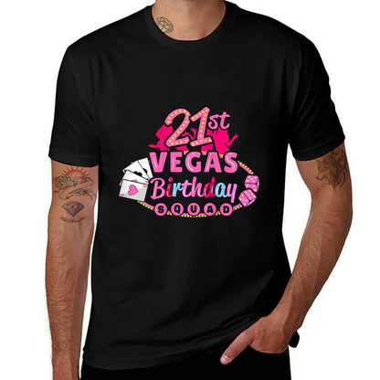 Womens Las Vegas Birthday Squad Girls 21st Birthday  Rolled Sleeves T-Shirt