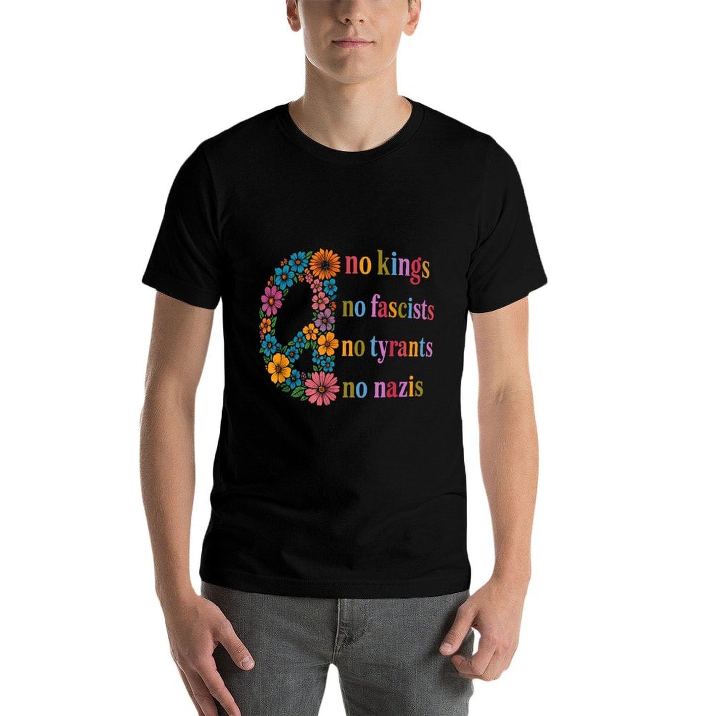 No Kings in America Protest for Peace Floral Aesthetic  Classic T-Shirt