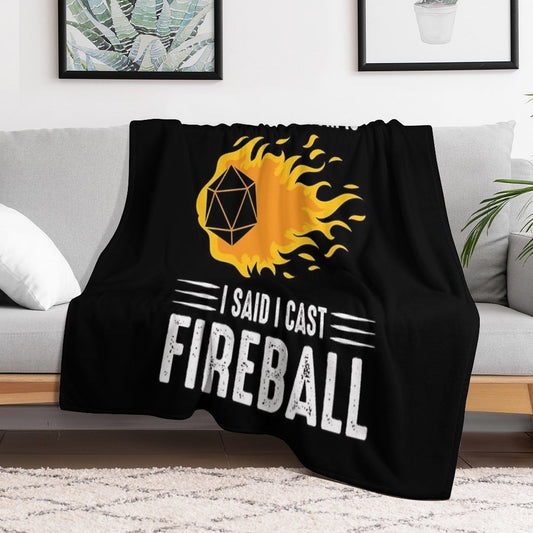 I Cast Fireball Wizard Sorcerer DM Gift TTRPG Sustainable Throw Blanket