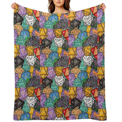 Polyhedral Paradise Vibrant D20 Dice Pattern Multi-functional Throw Blanket
