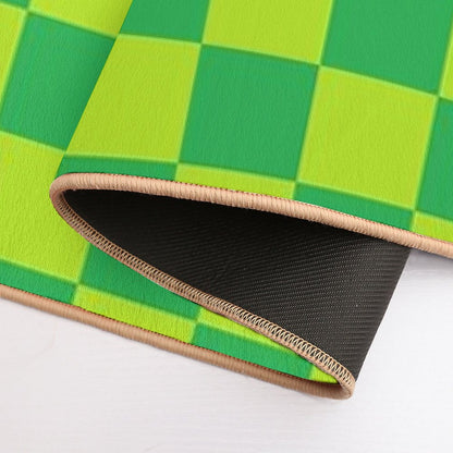 Checkered Lime Green And Green  Eco-Friendly Bath Mat