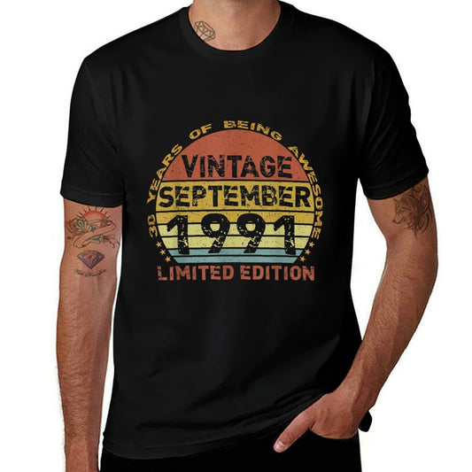 30 Years Old Vintage September 1991 Distressed 30th Birthday  Classic T-Shirt