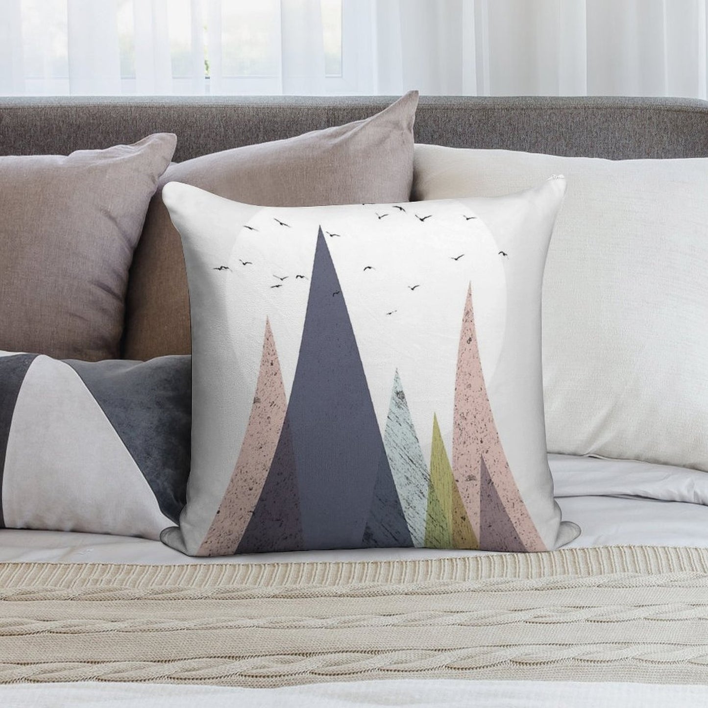 Mid-Century Scandinavian Mountains Soft Ultra-Soft Texture Throw Pillow