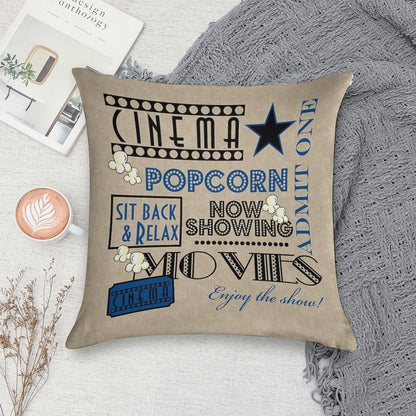 Movie Theater Cinema Admit One Ticket Pillow-Blue Soft Skin-Friendly Throw Pillow
