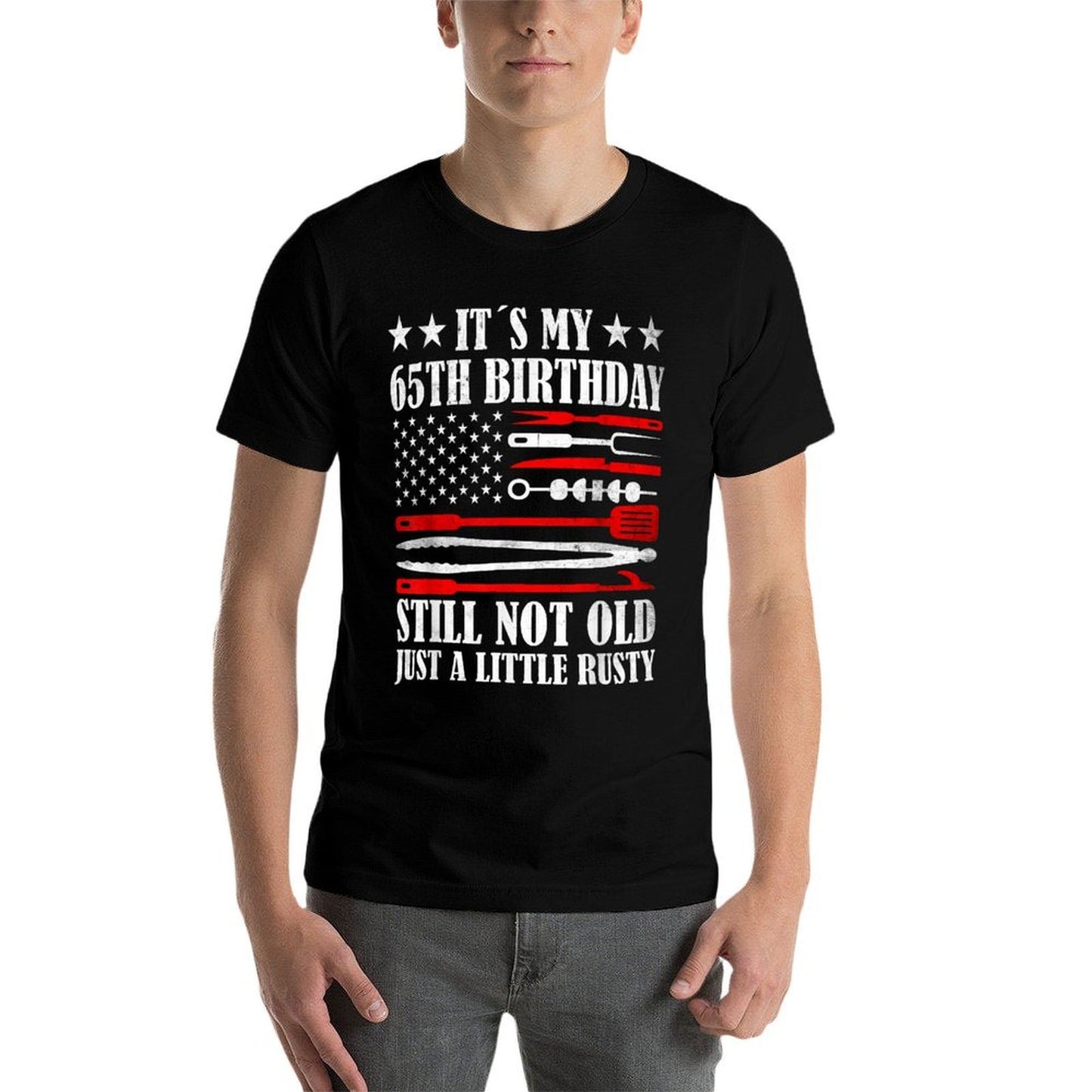 Retro Turning 65 Years Old Vintage US Men's 65th Birthday  Wrinkle-resistant T-Shirt