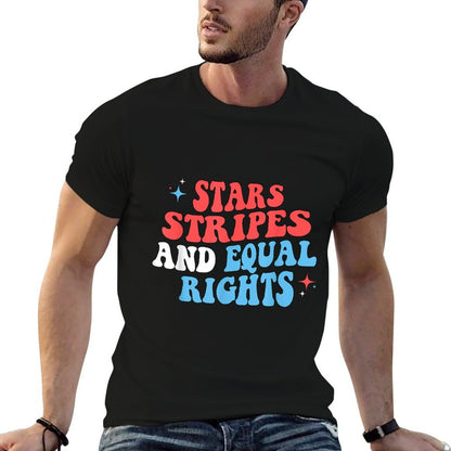 Stars Stripes And Equal Rights 4th Of July Womens Rights  Fade-proof Color T-Shirt