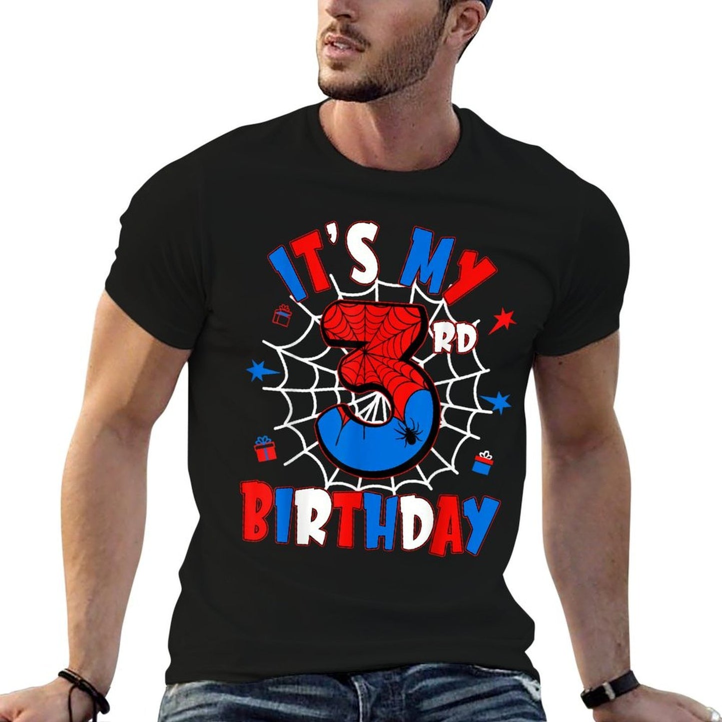 Kids It&#39;s My 3rd Birthday Spider Theme Party 3 Years Old  Vintage-inspired T-Shirt
