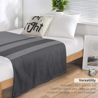 Slate Gray Stripes on Gray Background Machine-washable Throw Blanket
