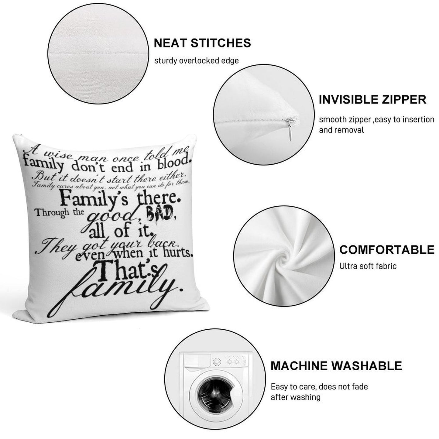 Family Don't End in Blood Soft Warmth Comfort Throw Pillow