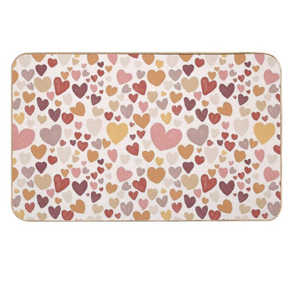 Sketched Hearts in Autumn Colours  Absorbent Bath Mat