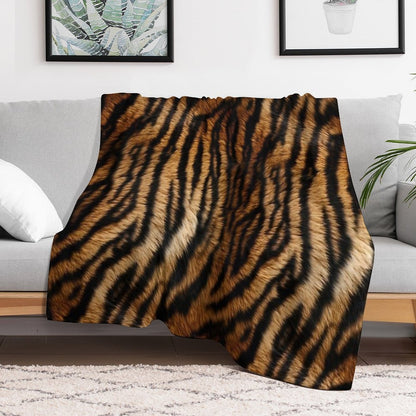 Tiger Africa Realistic Fur Print Pattern Eco-conscious Throw Blanket