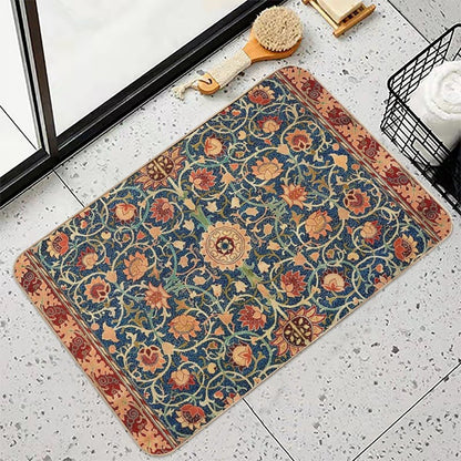 William Morris Floral Carpet Print  Dirt-Trapping Bath Mat