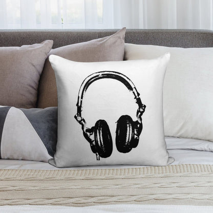 DJ Headphones Stencil Style Soft Easy Maintenance Throw Pillow