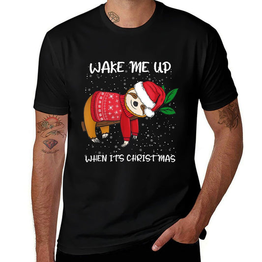 Wake Me Up When Its Christmas Funny Christmas Sloth  Relaxed-fit T-Shirt
