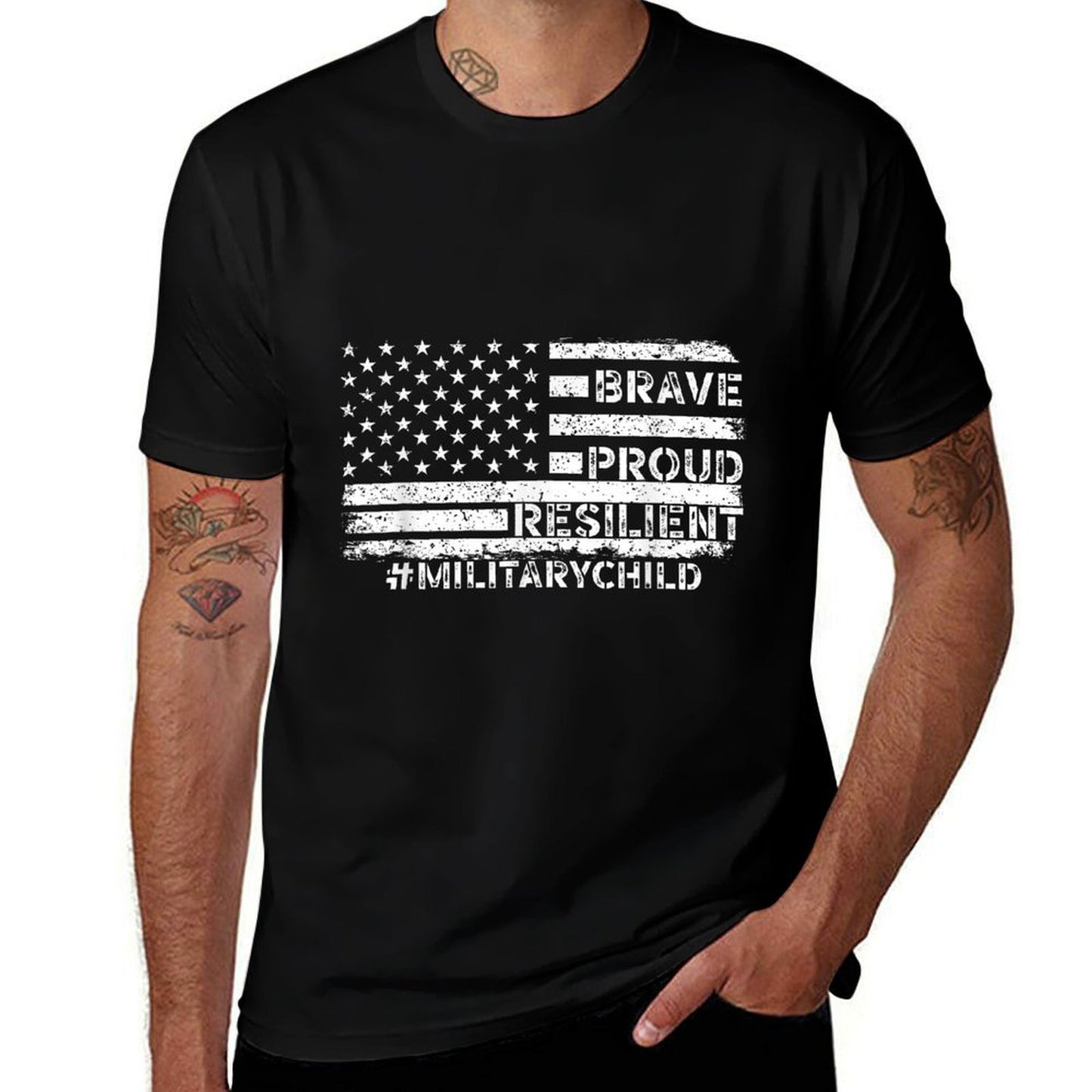 Military Kids Adult Purple 2025 Month Military Child  Slim-fit Cut T-Shirt