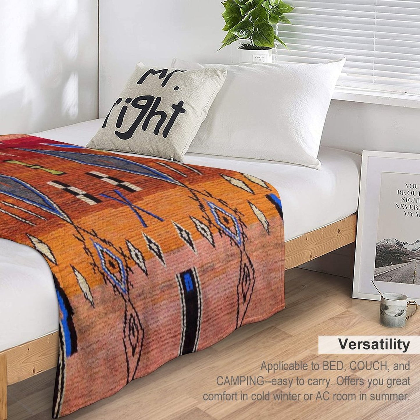 Heritage Traditional Multicolour Moroccan Rug Design Easy Care Throw Blanket