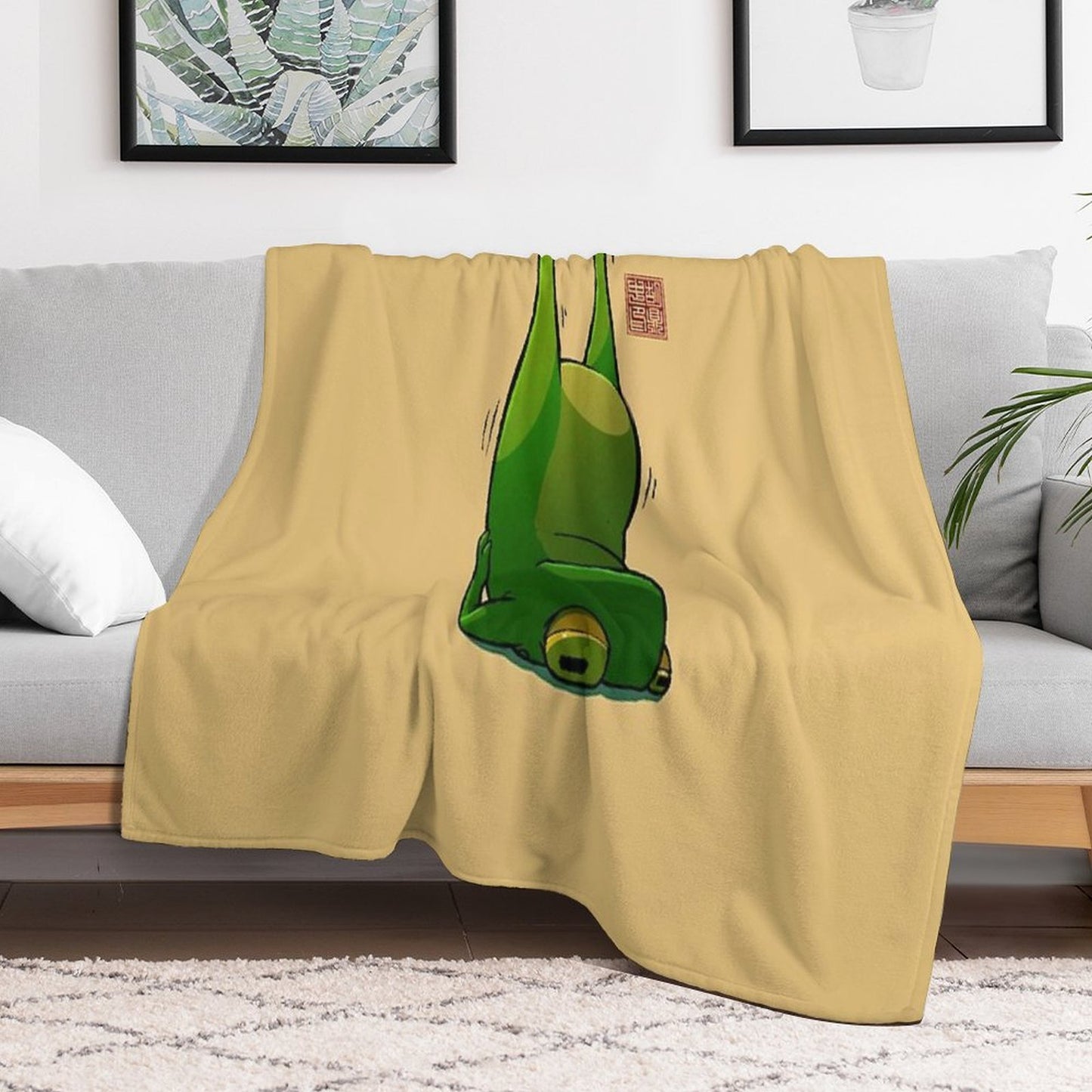 Yoga Frog Candlestick Pose Velvety-soft Throw Blanket