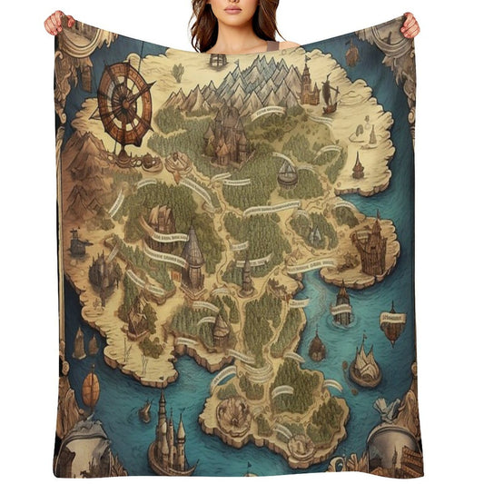 Dnd Fantasy Map Versatility Throw Blanket