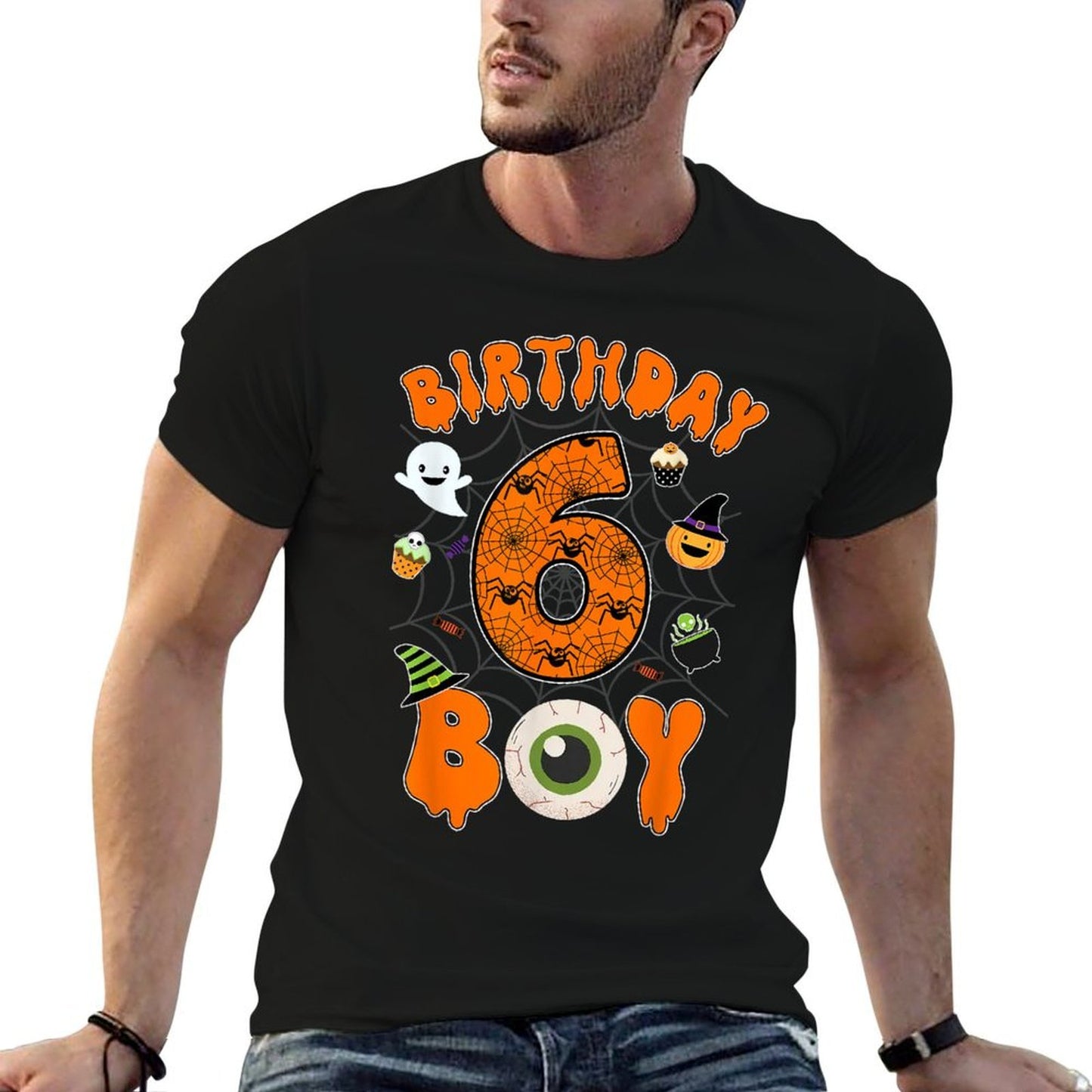 6th Birthday Halloween Spider Theme Party 6 Year Old Boys  Classic T-Shirt