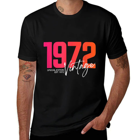 Vintage 1972 50 Years Old Birthday Born 1972 50th Birthday  Summer-ready Fabric T-Shirt
