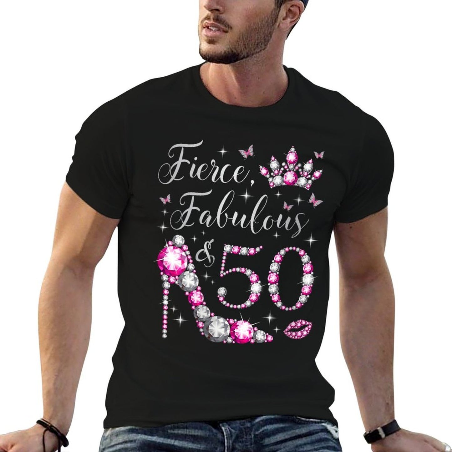 Fierce Fabulous & 50 Years Old 50th Birthday Pink Comfortable T-Shirt