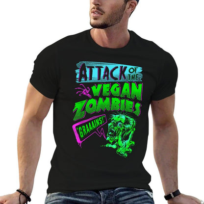 Attack of The Vegan Zombies Vegetarian Halloween  Rolled Sleeves T-Shirt