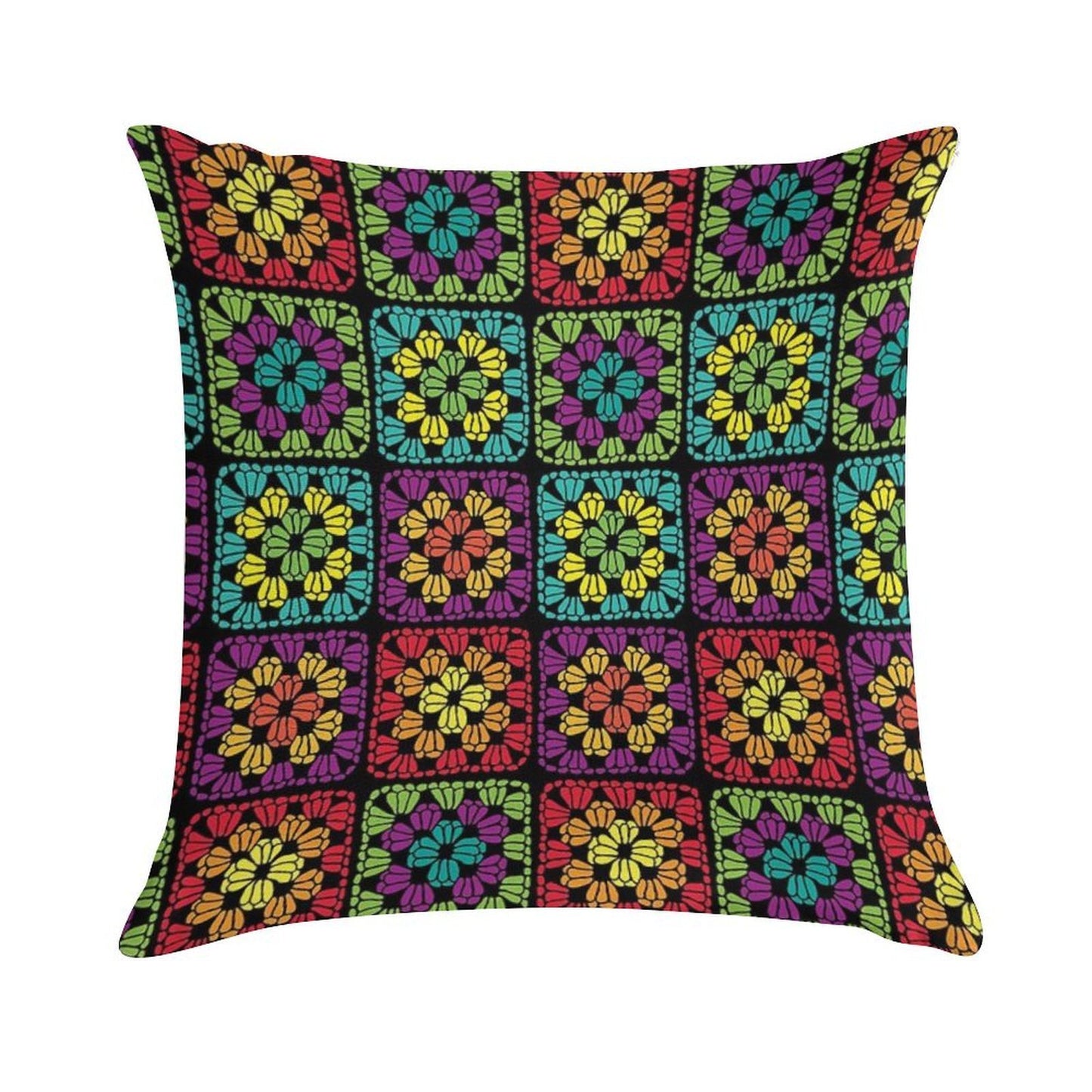 Crochet Granny Square Yarn Pattern Soft Skin-Friendly Throw Pillow