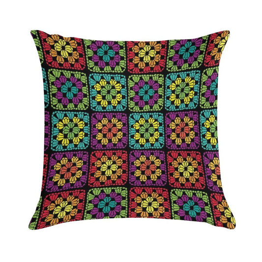 Crochet Granny Square Yarn Pattern Soft Skin-Friendly Throw Pillow