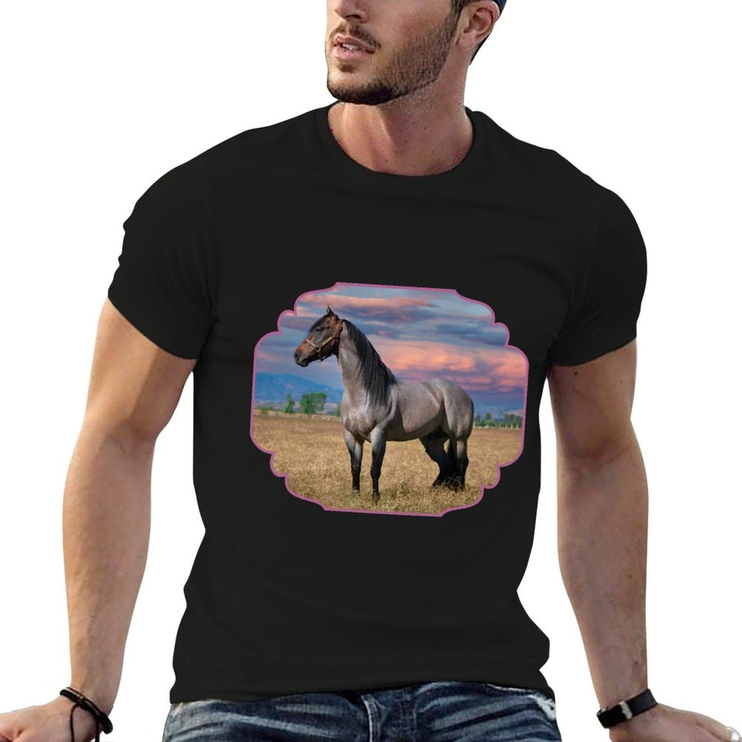 American Quarter Horse Gray Gruello Beauty Twilight Pink Sky  Breathable T-Shirt