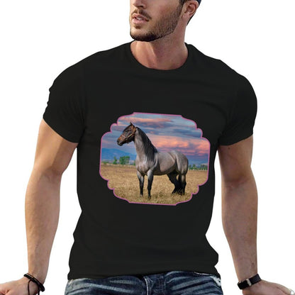 American Quarter Horse Gray Gruello Beauty Twilight Pink Sky  Breathable T-Shirt