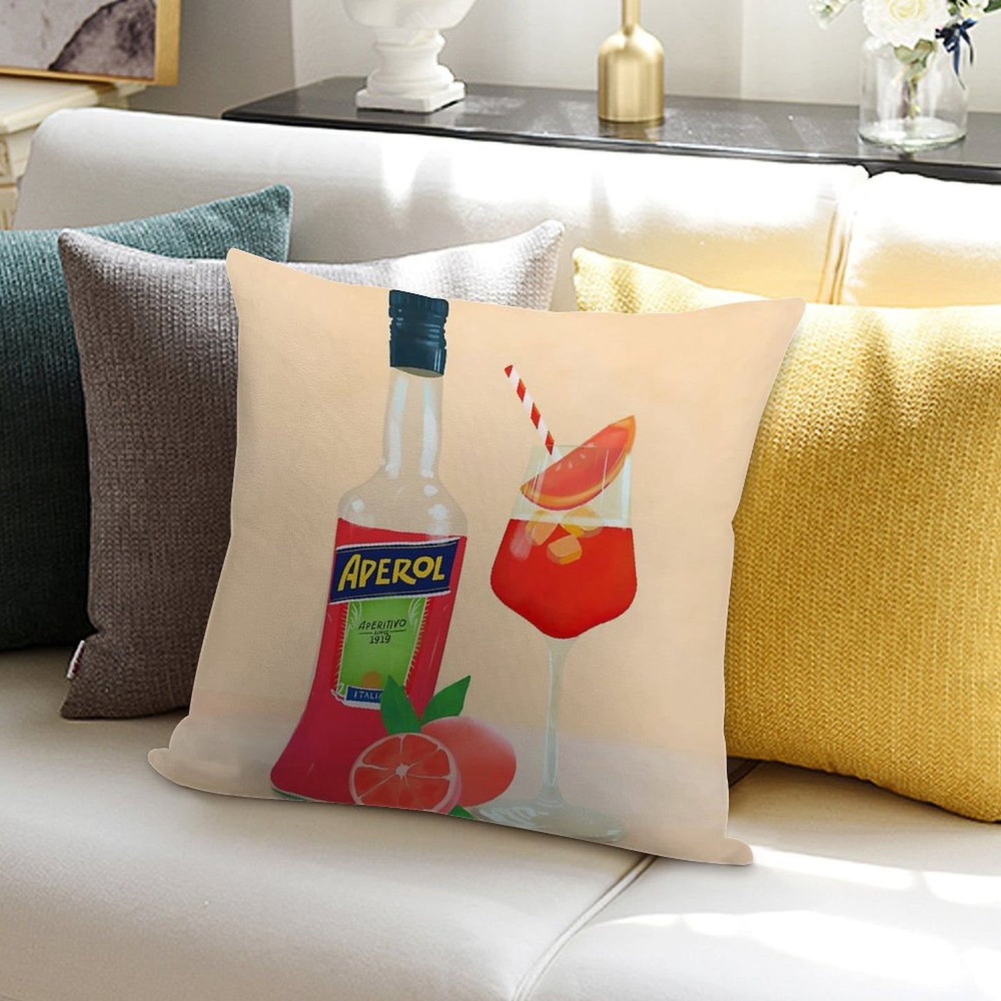 Aperol Orange Soft Hidden Zipper Throw Pillow