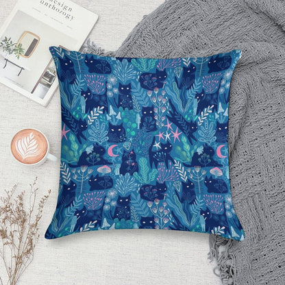 Anna And Misha Cat - Meowgical Friends. Fairy Magic Night Cats And Nymphs Soft Ultra-Soft Texture Throw Pillow
