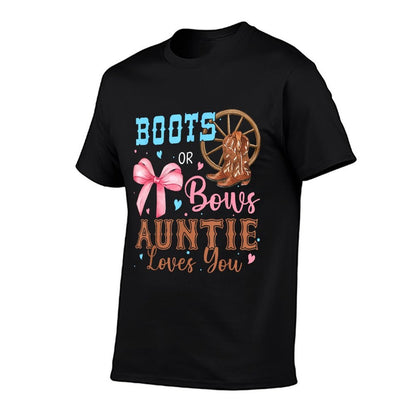Boots Or Bows Gender Reveal Decorations Auntie Loves You  Polyester Blend T-Shirt