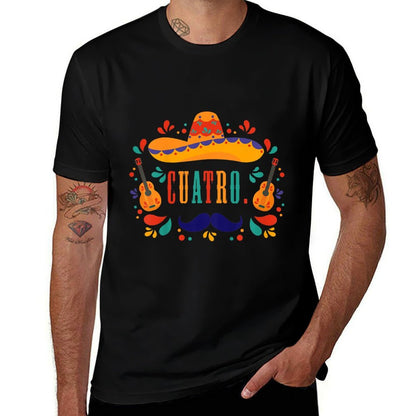 Kids 4 Year Old Mexican Fiesta Birthday Party Theme Cuatro  Affordable Price T-Shirt