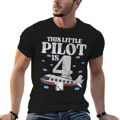 Kids This Little Pilot Is 4 Airplane Four Years Old 4th Birthday  Versatile T-Shirt