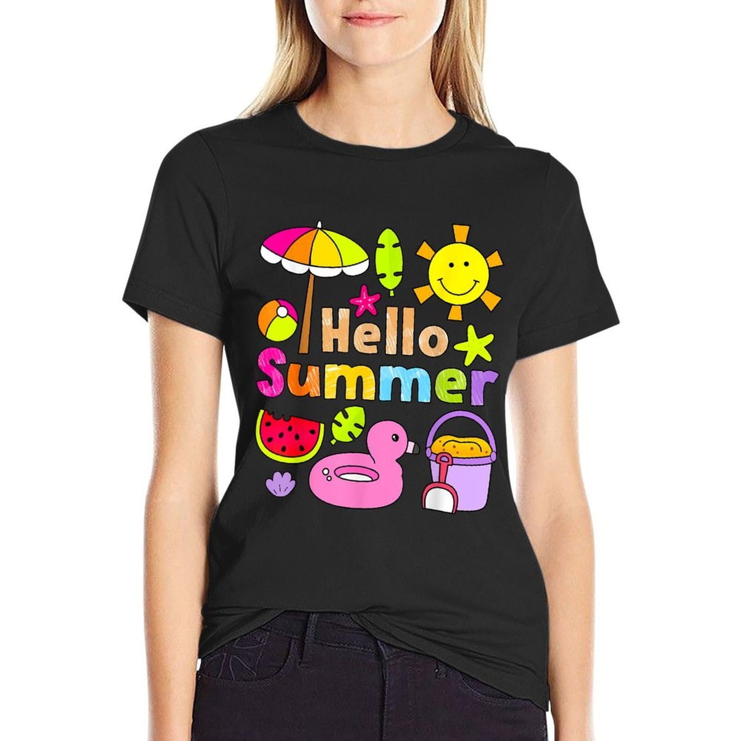 Hello Summer Happy Last Day School Summer Vacation Toddler  Stretchy T-Shirt