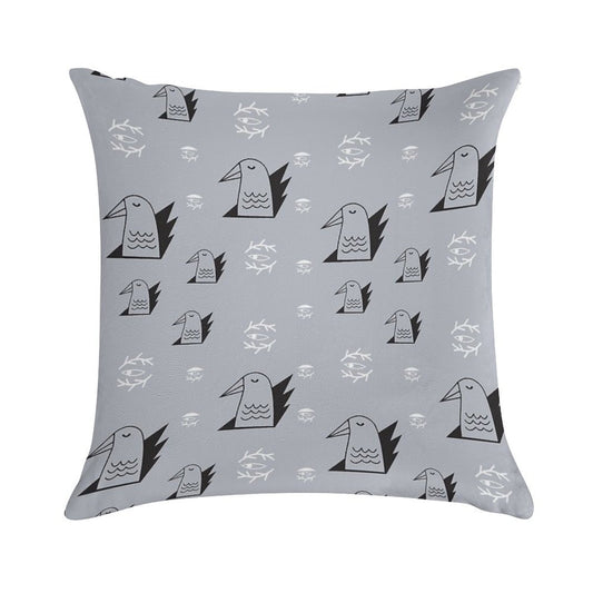 Birds And Eyes Steel Blue Soft Multiple Sizes Throw Pillow