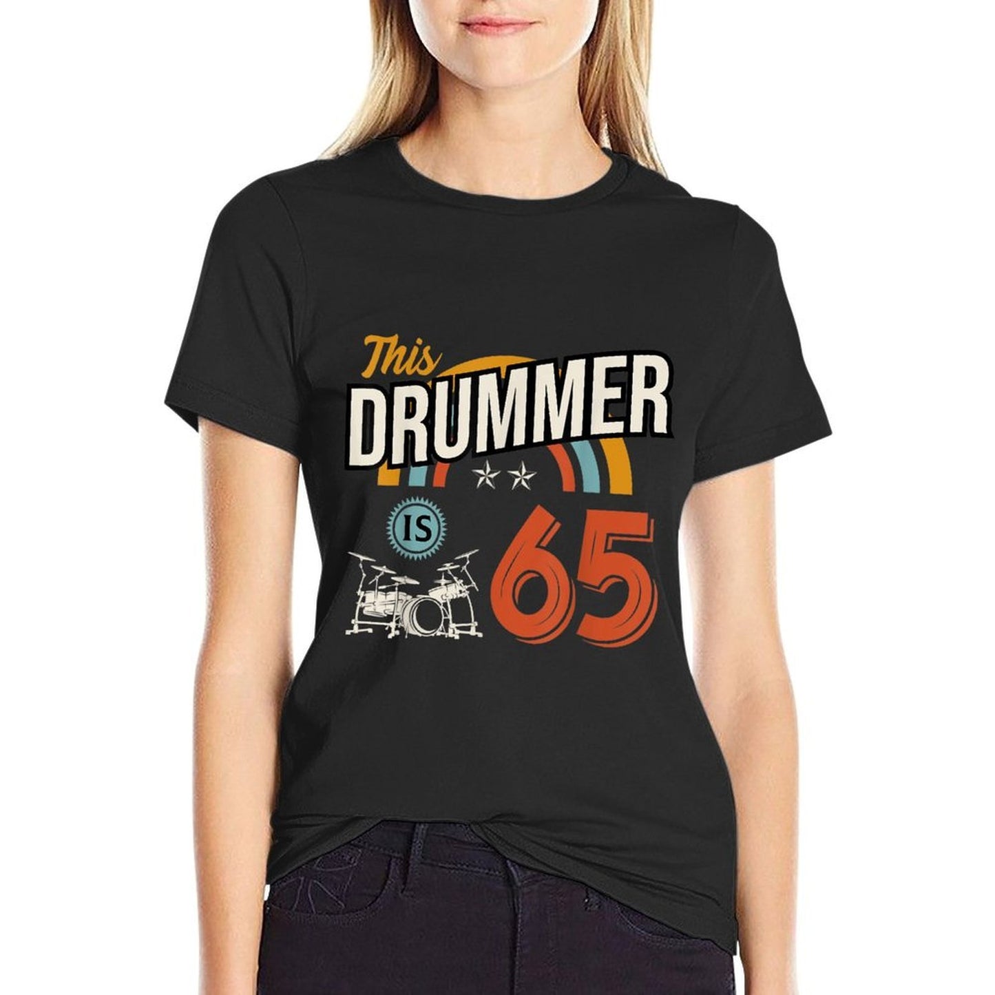 Vintage 65 Year Old Birthday Drummer Drums 65th B-Day Crew  Versatile T-Shirt