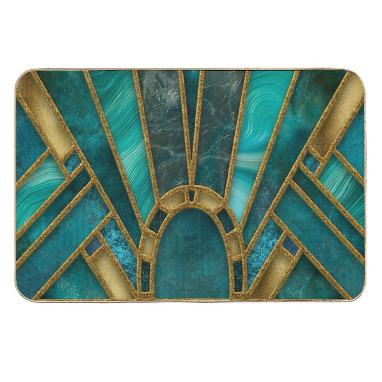 Elegant Stained Glass Art Deco Window With Marble And Gemstone  Easy To Clean Bath Mat