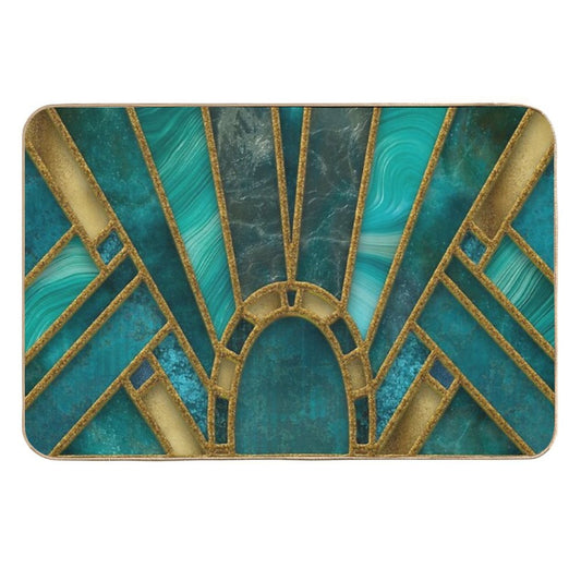 Elegant Stained Glass Art Deco Window With Marble And Gemstone  Easy To Clean Bath Mat