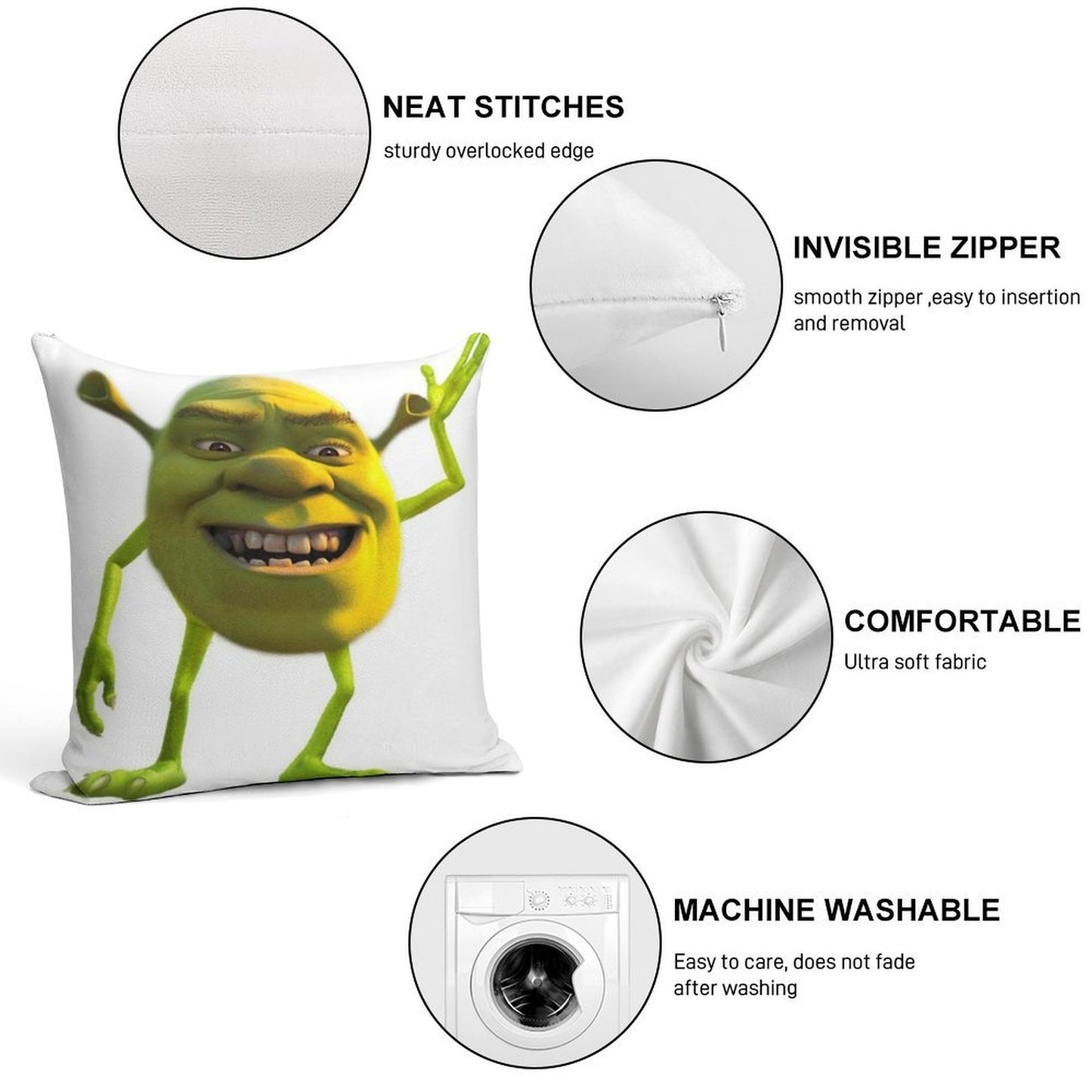 Shrek Wazowski Soft Home Decor Throw Pillow