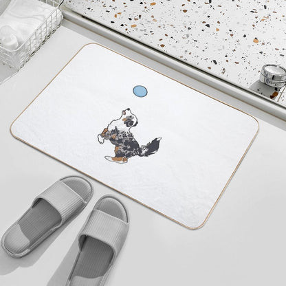 Blue Merle Aussie Dog Playing Frisbee  Blue Merle Australian Shepherd  Rapid-Drying Bath Mat
