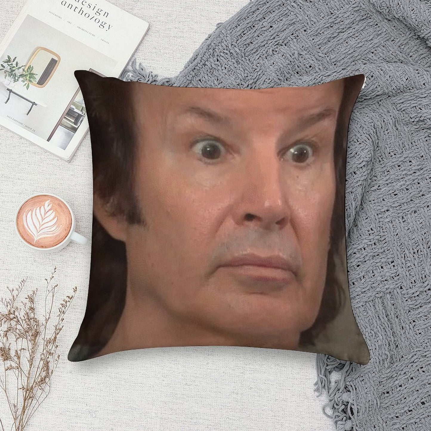 ASTONISHED BREEN - NEIL BREEN - Breen's Corrupt Merchandise - Funny Sticker Funny T-shirt Soft Reinforced Edging Throw Pillow