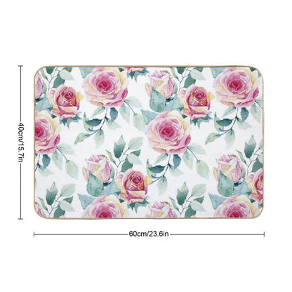 Watercolor Roses  Versatile Bath Mat