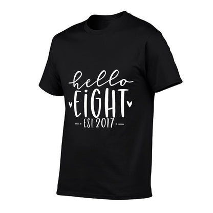 Kids Hello Eight Est 2017 8th Birthday Girl 8-Year-Old  Eco-friendly Material T-Shirt