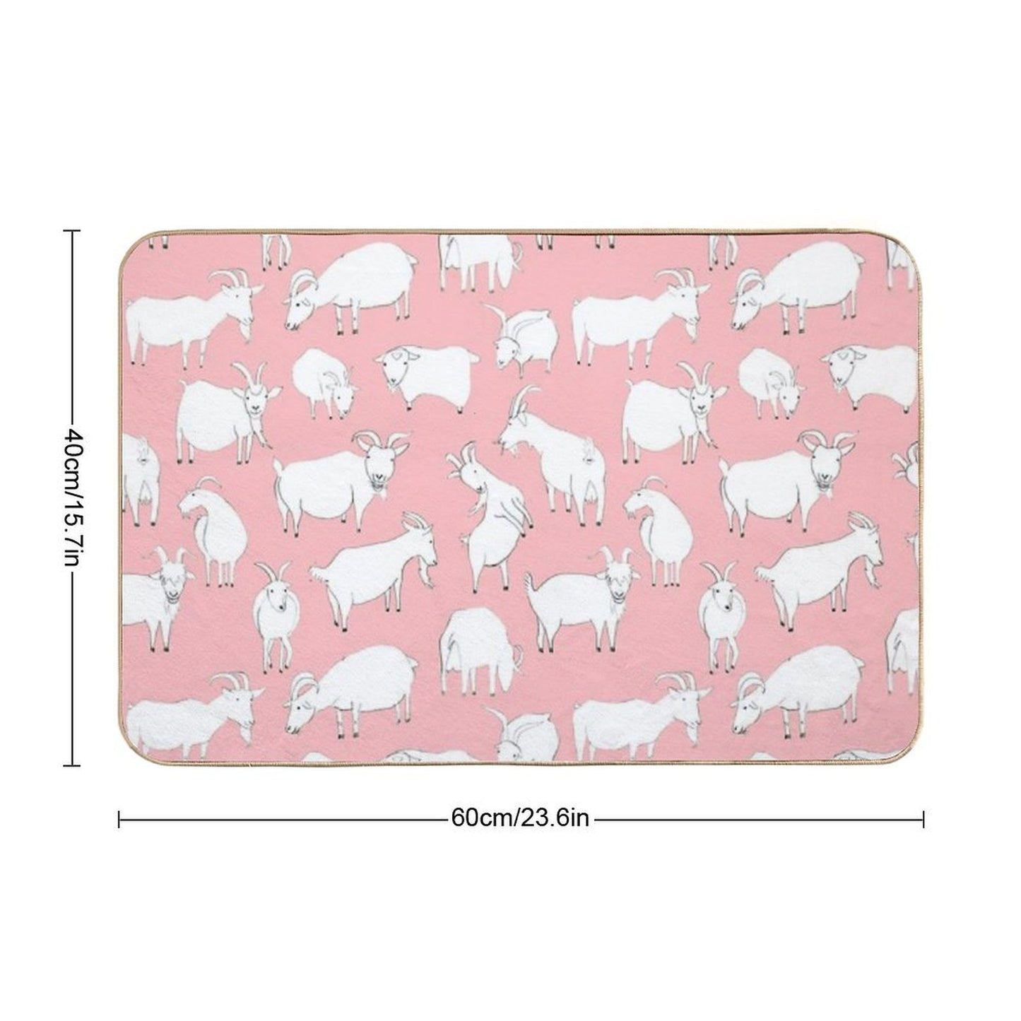Goats Playing – Pink  Toxin-Free Bath Mat