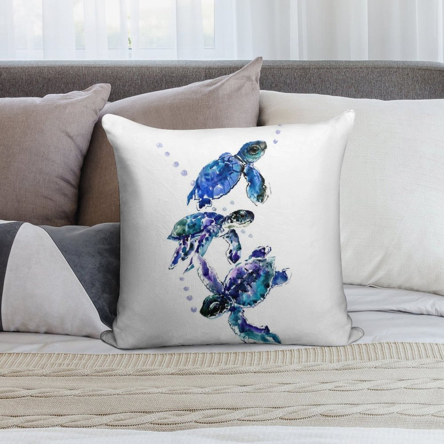 Three Sea Turtles Soft Warmth Comfort Throw Pillow
