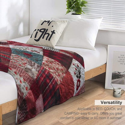 Radiant Red Patchwork Pattern Lightweight Throw Blanket